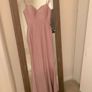 Plunging back mermaid rose / blush long dress